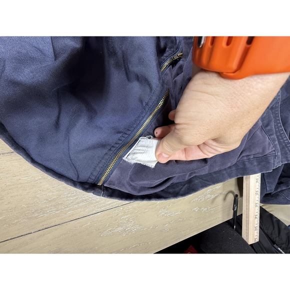 Vintage Timberland Chore Jacket Mens XL Blue Canvas Leather Collar 90s - Picture 11 of 16